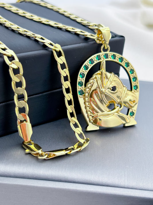 Cadena Cubana Gruesa 60cm + Dije Caballo + Pulsera GRATIS🎁